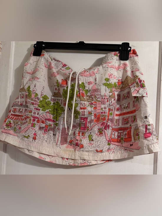 J. Crew Dresses & Skirts - J. Crew White Mini Skirt with Pink and Green City Print